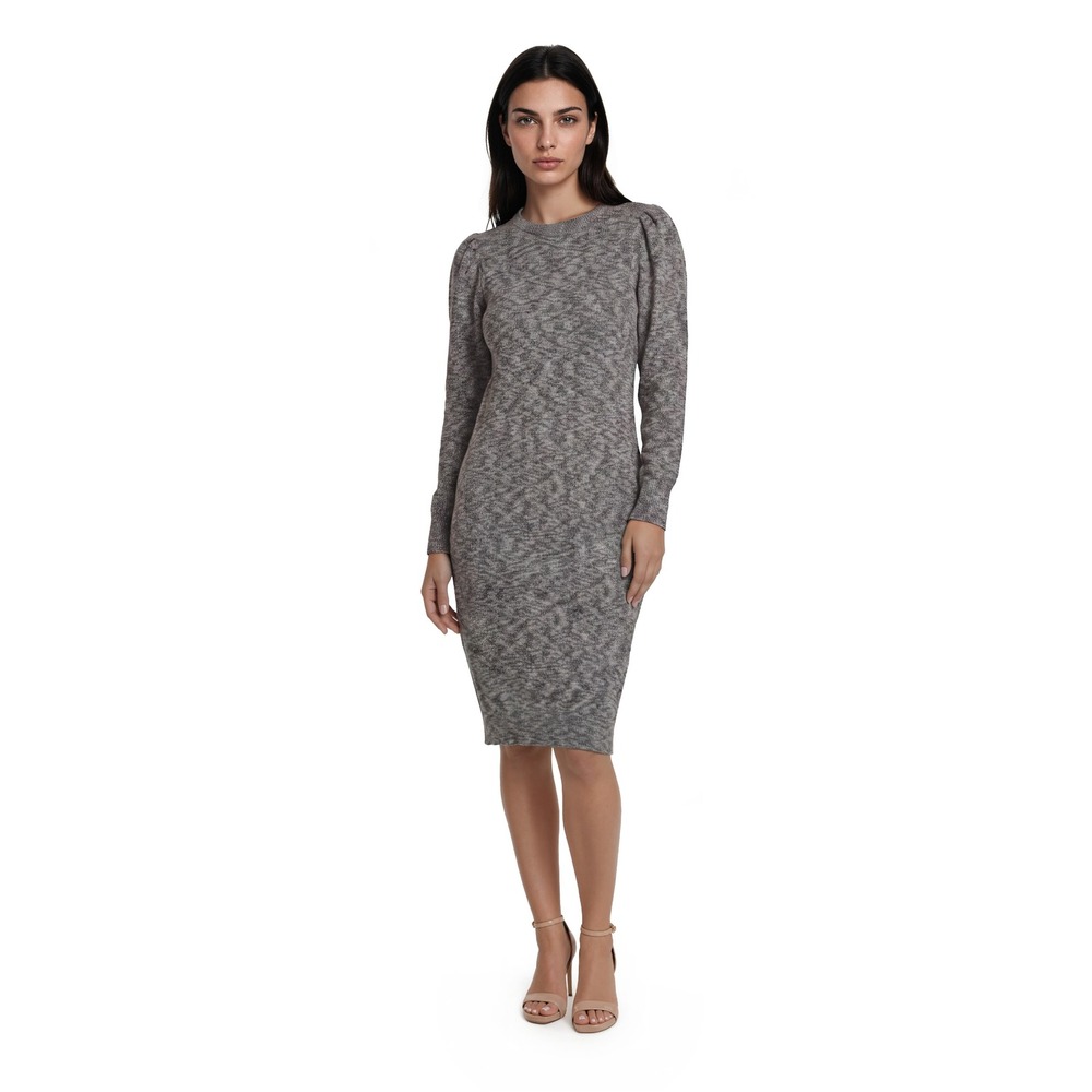 NWT Prana Zada Dress Women's Size Medium Gray Marled Knit Puff Shoulder